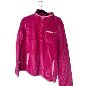 Simply Southern Pink Fleece Pullover Women’s Size Large Cozy Quarter Snap Jacket